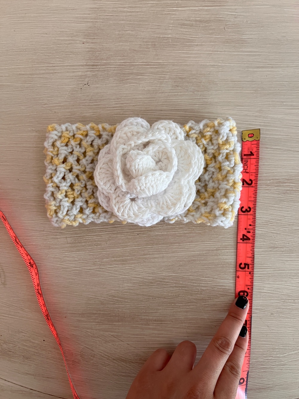 Handmade Crochet Headband with White Flower - Picture 2 of 2